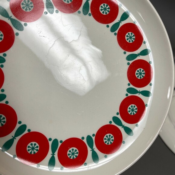 Vintage Anfora Mexico Salad Plates White Red Green 7 3/8" Lot of 4 - Picture 8 of 11